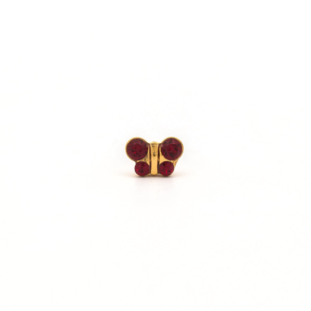 Sensitive Puff Pad Gold-Plated Siam Crystal Butterfly Fashion Studs