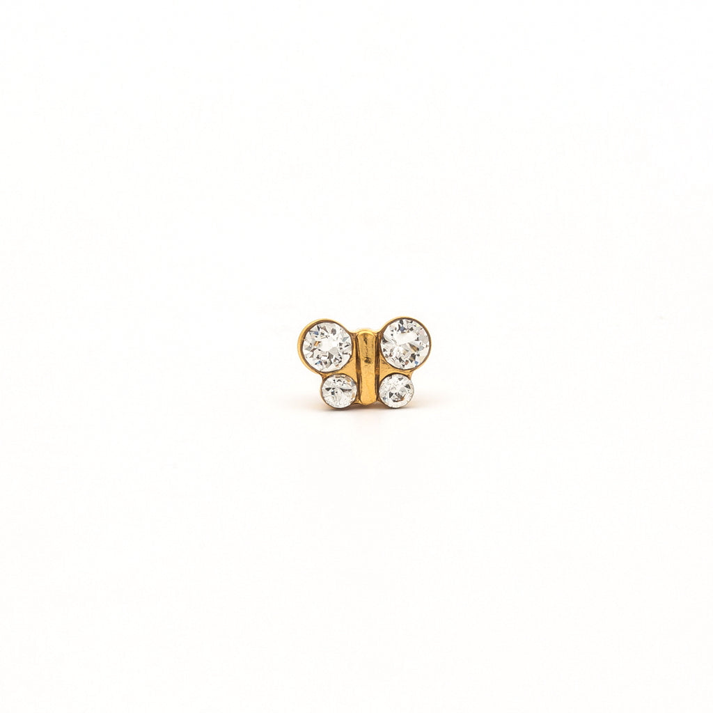 Sensitive Puff Pad Gold-Plated April Crystal Butterflies