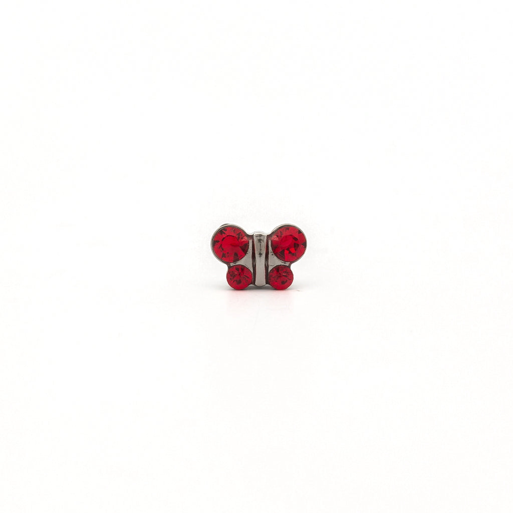 Sensitive Puff Pad Stainless Steel Light Siam Crystal Butterflies