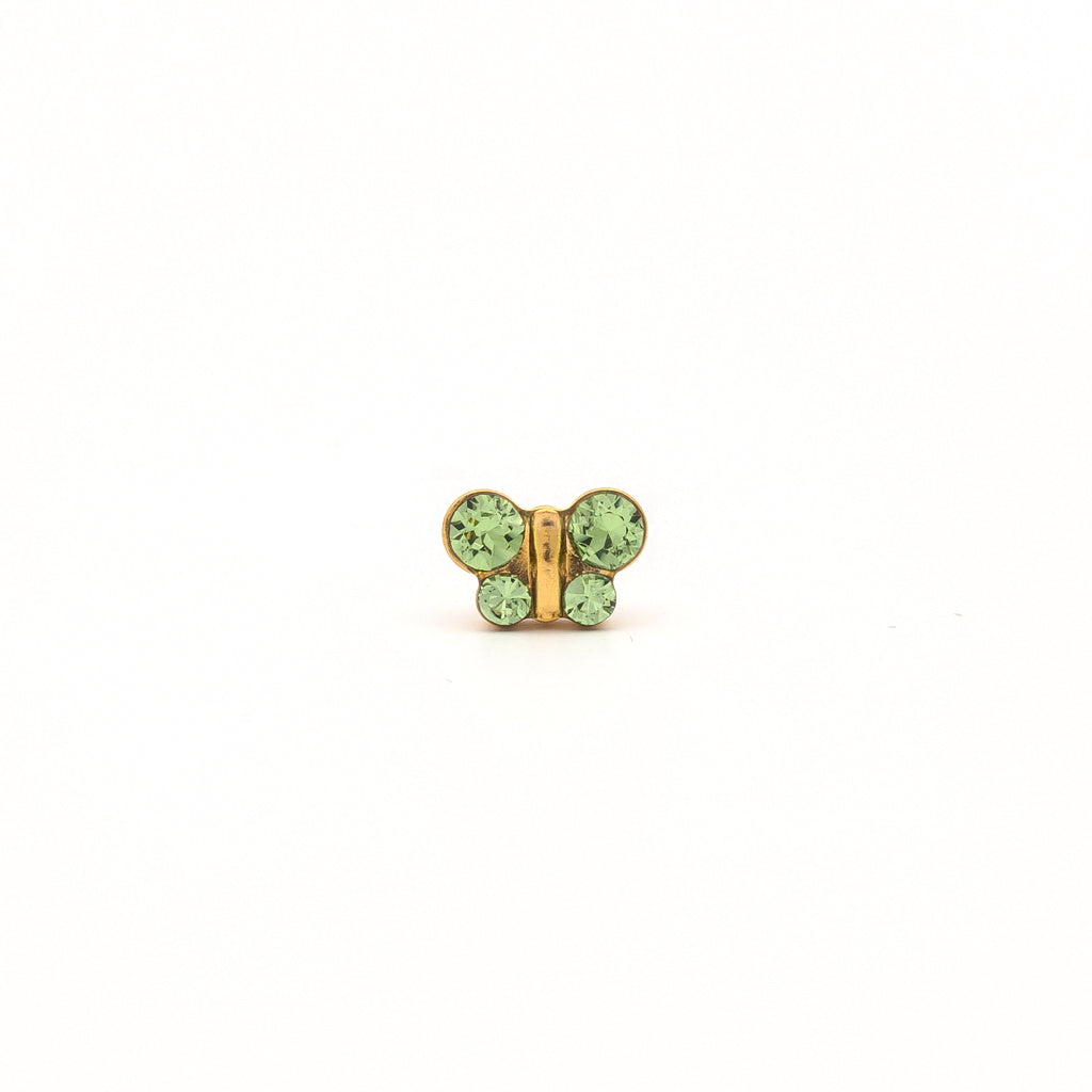 Sensitive Puff Pad Gold-Plated August Peridot Crystal Butterflies