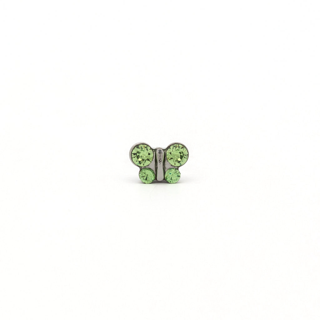 Sensitive Puff Pad Stainless Steel August Peridot Crystal Butterflies