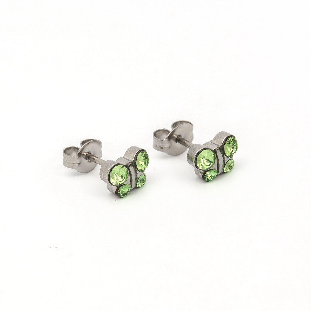 Sensitive Puff Pad Stainless Steel August Peridot Crystal Butterflies