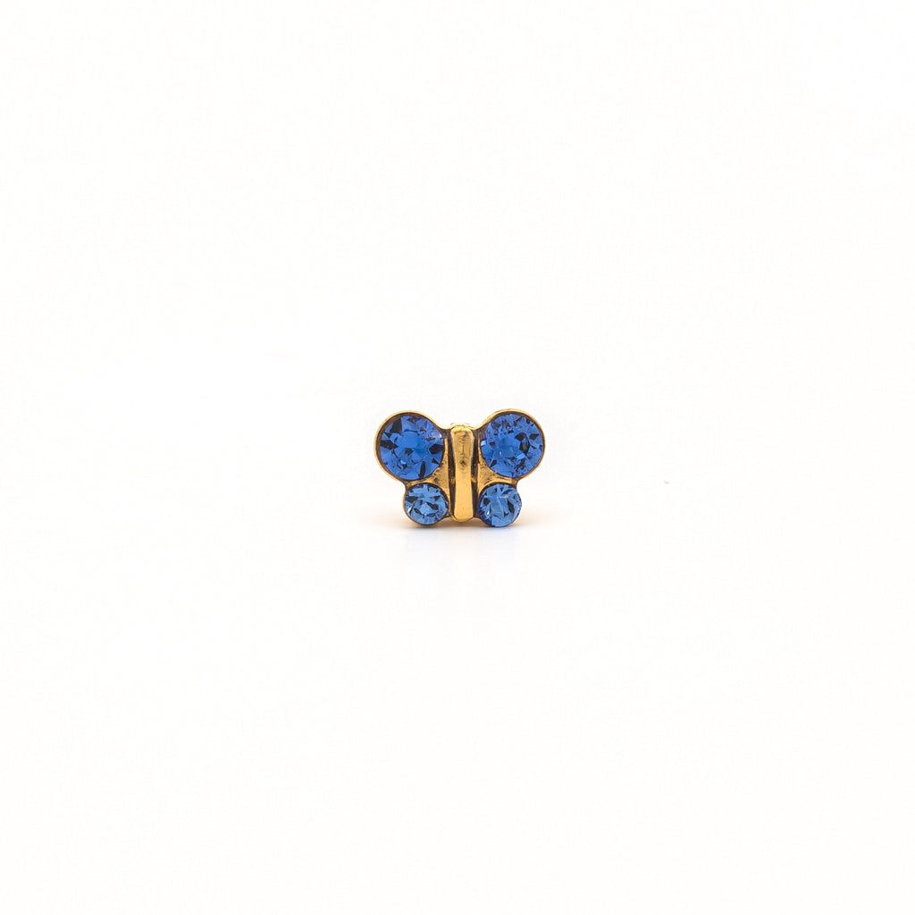 Sensitive Puff Pad Gold-Plated September Sapphire Crystal Butterflies