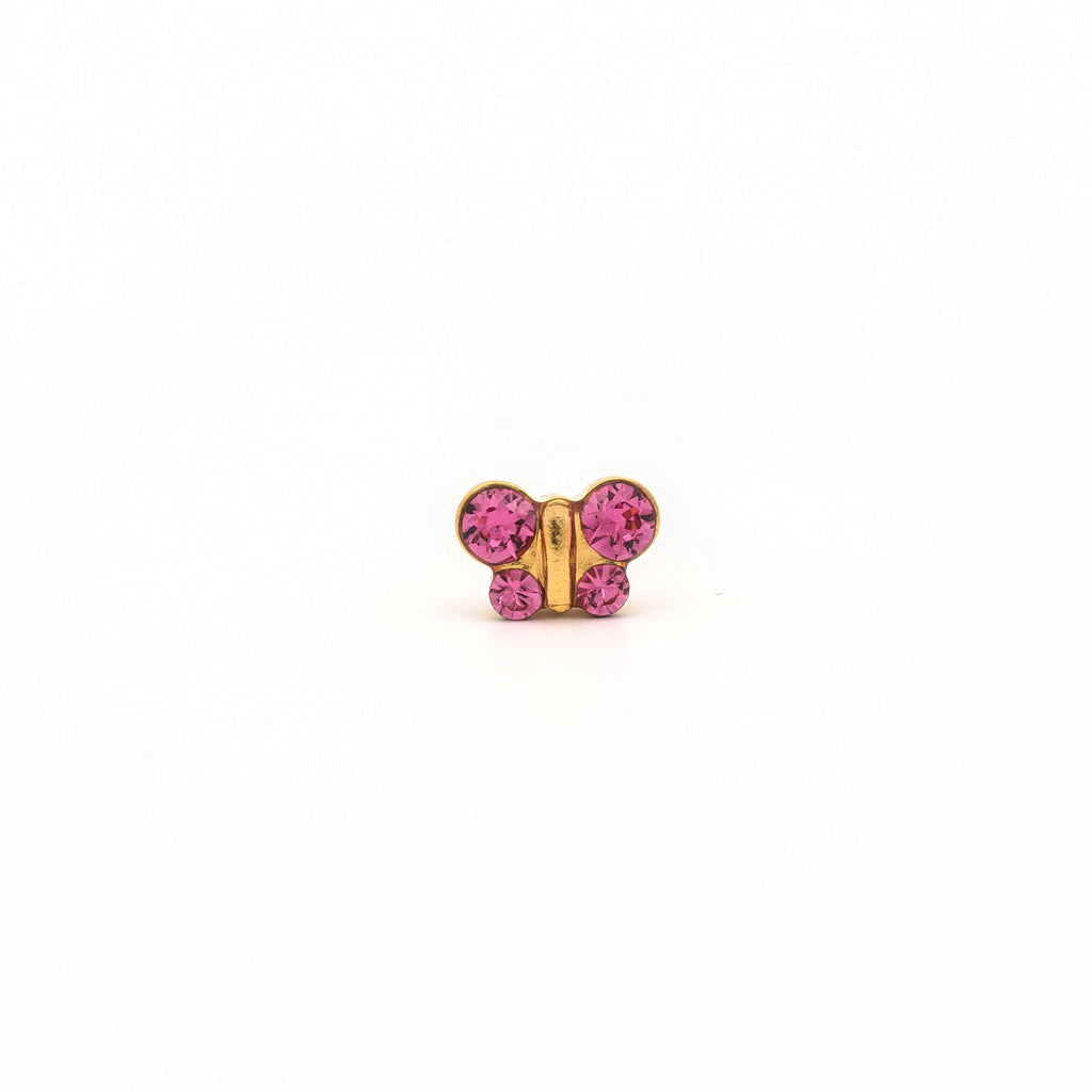 Sensitive Puff Pad Gold-Plated October Rose Crystal Butterflies