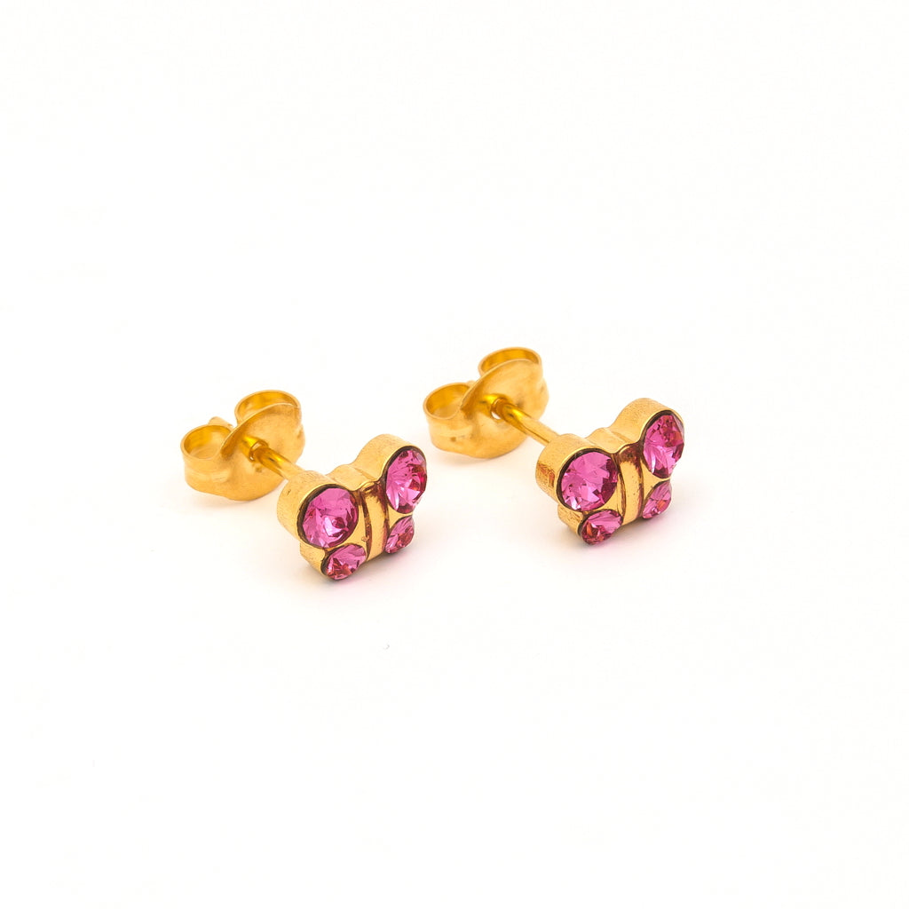 Sensitive Puff Pad Gold-Plated October Rose Crystal Butterflies