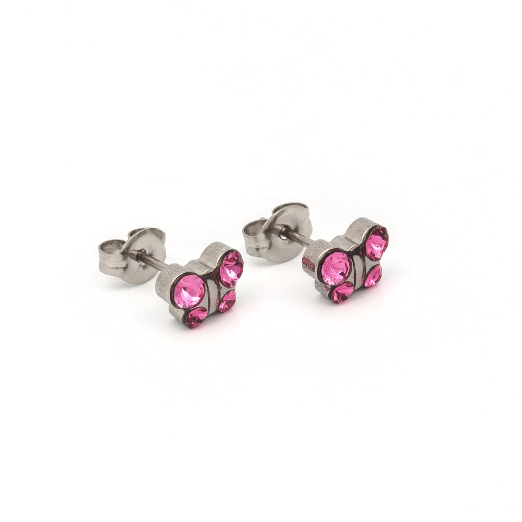 Sensitive Puff Pad Stainless Steel October Rose Crystal Butterflies