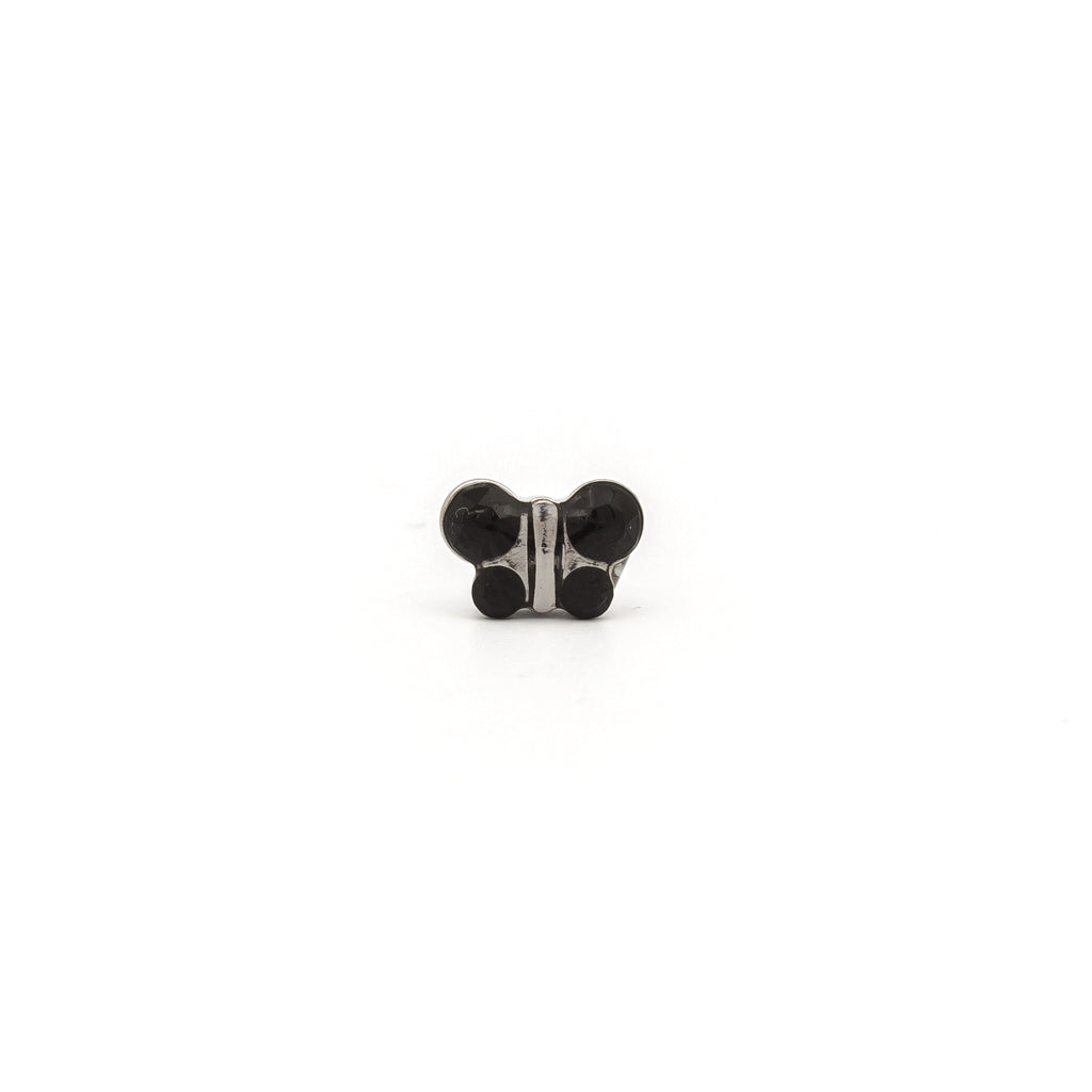 Sensitive Puff Pad Stainless Steel Black Onyx Crystal Butterflies