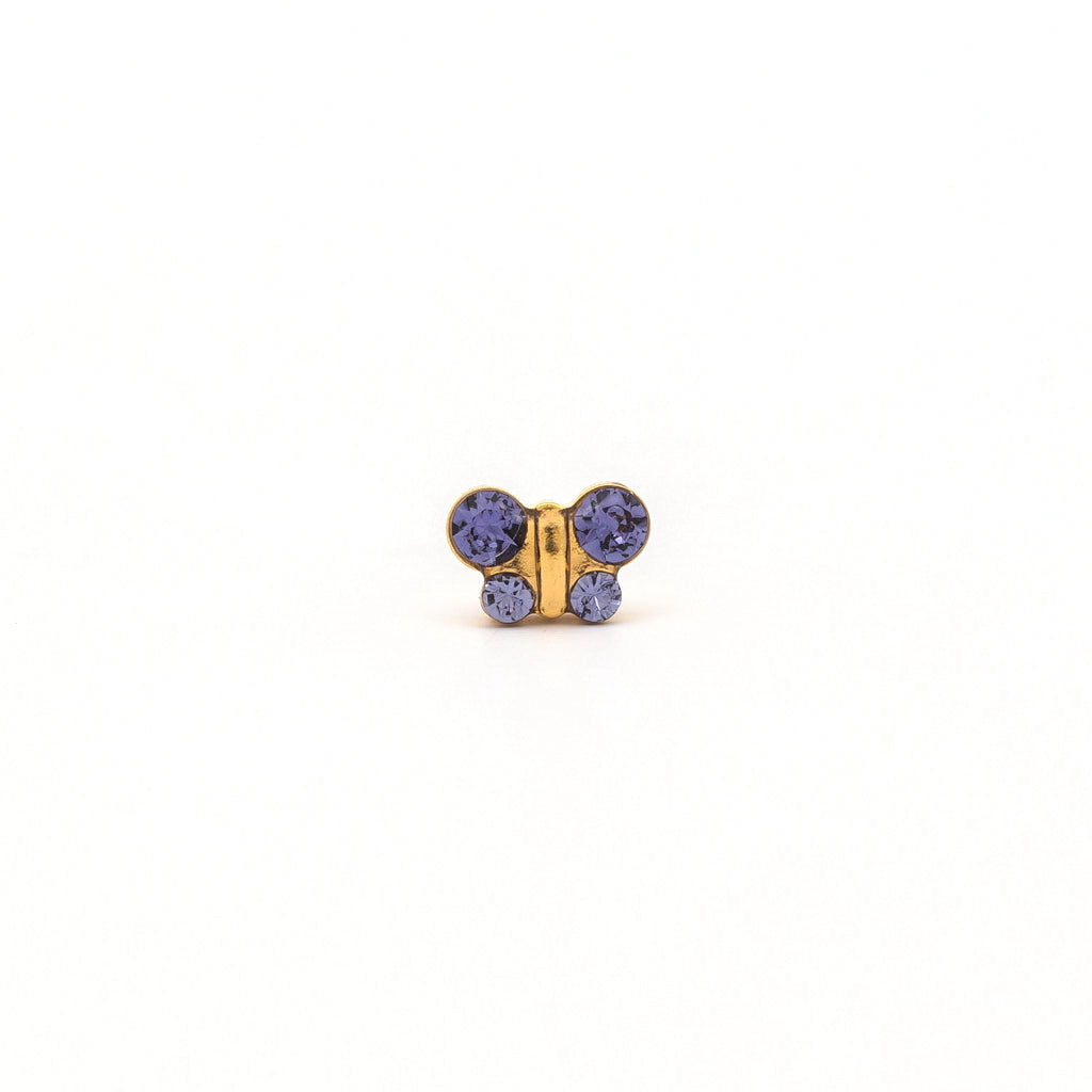 Sensitive Puff Pad Gold-Plated Tanzanite Crystal Butterflies