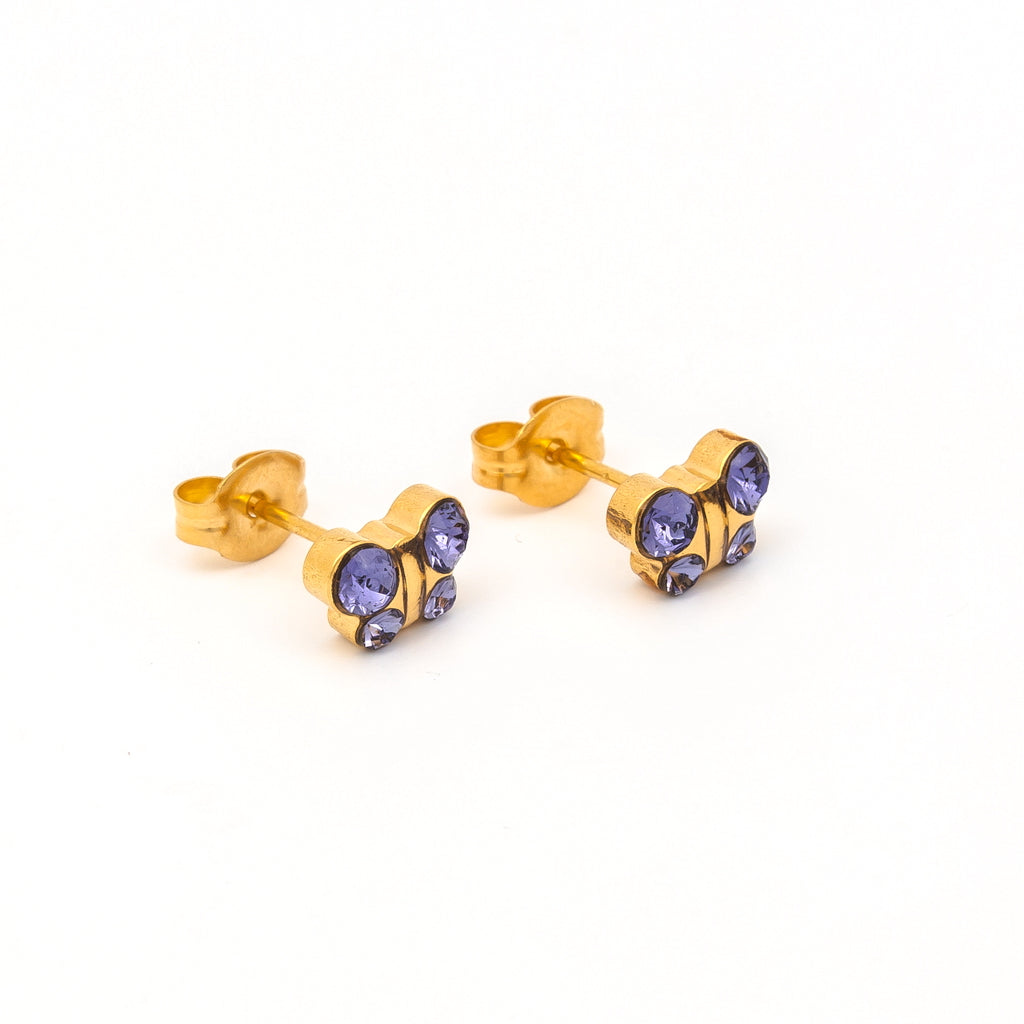Sensitive Puff Pad Gold-Plated Tanzanite Crystal Butterflies