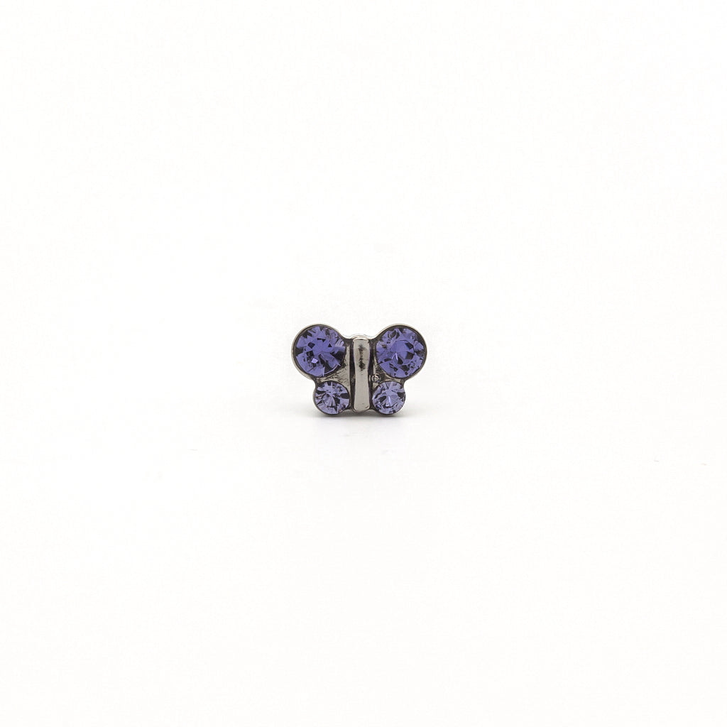 Sensitive Puff Pad Stainless Steel Tanzanite Crystal Butterflies