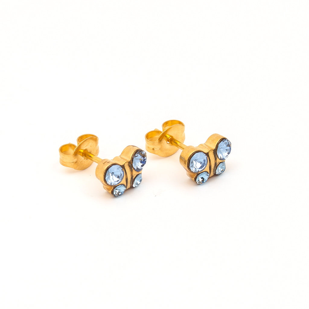 Sensitive Puff Pad Gold-Plated Light Sapphire Crystal Butterflies