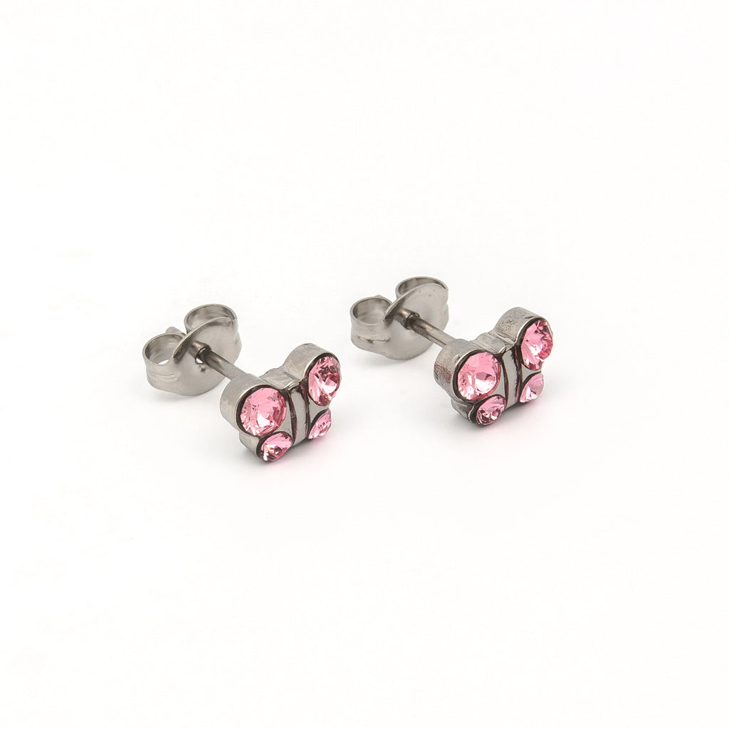 Sensitive Puff Pad Stainless Steel Light Rose Crystal Butterflies