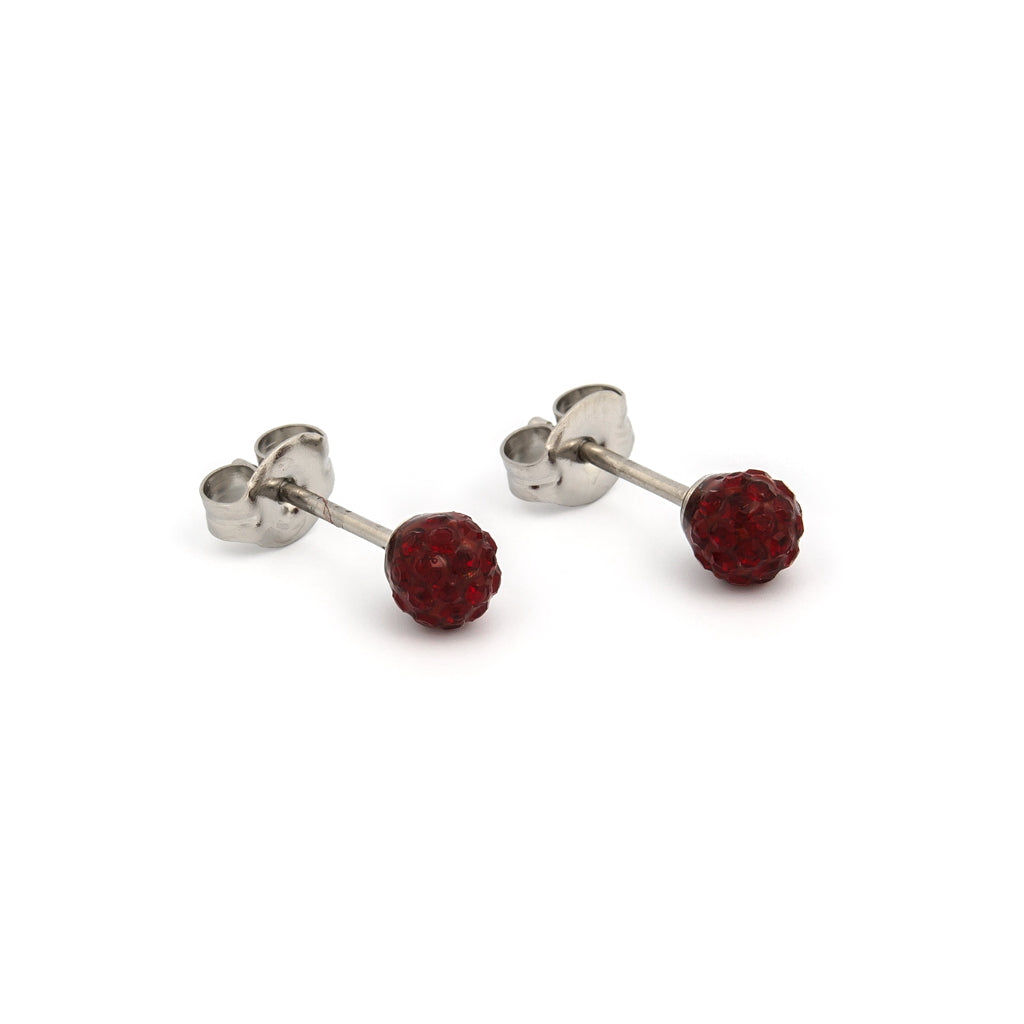 Sensitive Puff Pad Stainless Steel 4.5mm Siam Crystal Fireballs