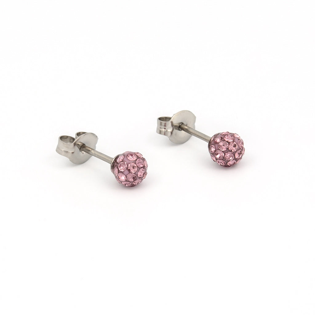 Sensitive Puff Pad Stainless Steel 4.5mm Light Amethyst Crystal Fireballs