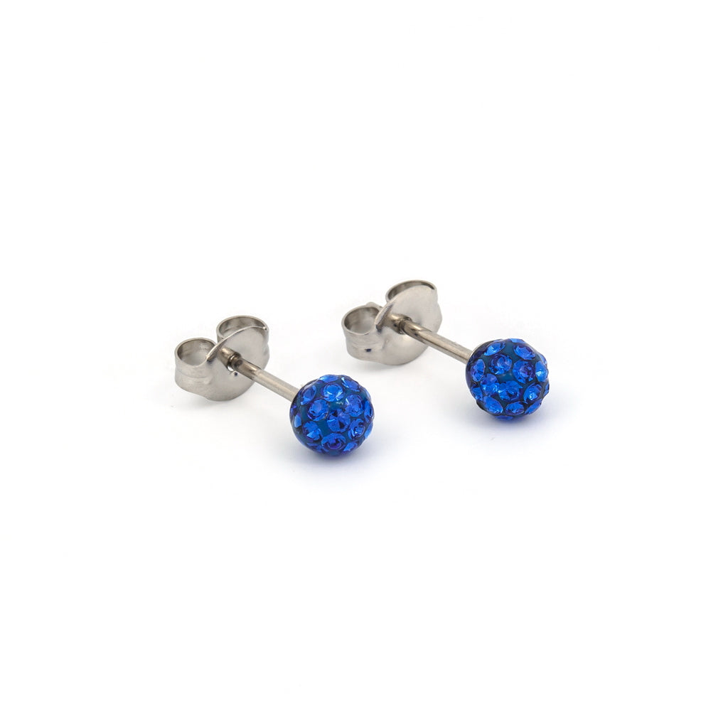Sensitive Puff Pad Stainless Steel 4.5mm September Sapphire Crystal Fireballs