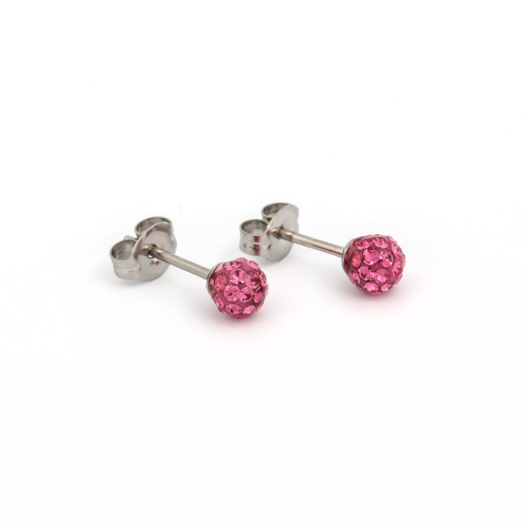 Sensitive Puff Pad Stainless Steel 4.5mm October Rose Crystal Fireballs