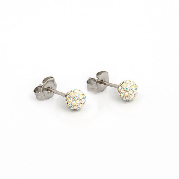 Sensitive Puff Pad Stainless Steel 4.5mm Aurora Borealis Crystal Fireballs