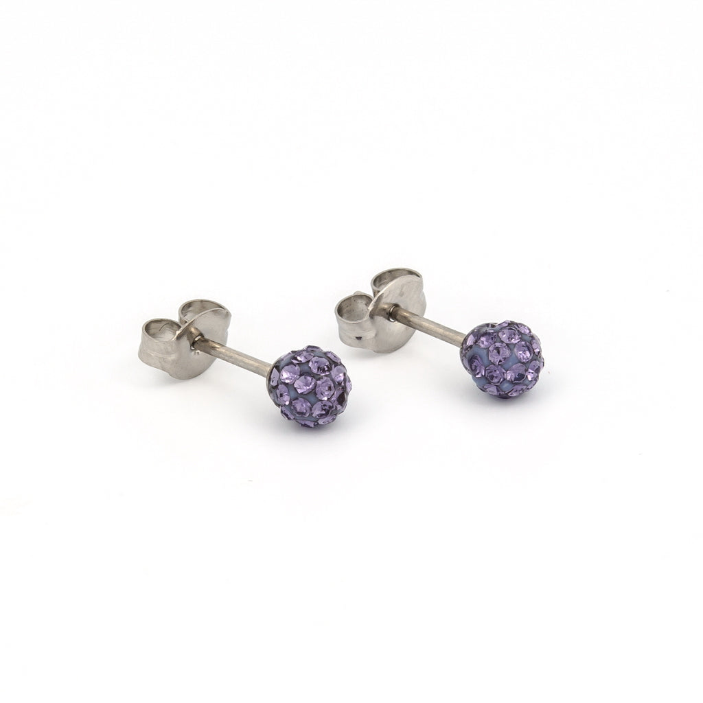 Sensitive Puff Pad Stainless Steel 4.5mm Tanzanite Crystal Fireballs