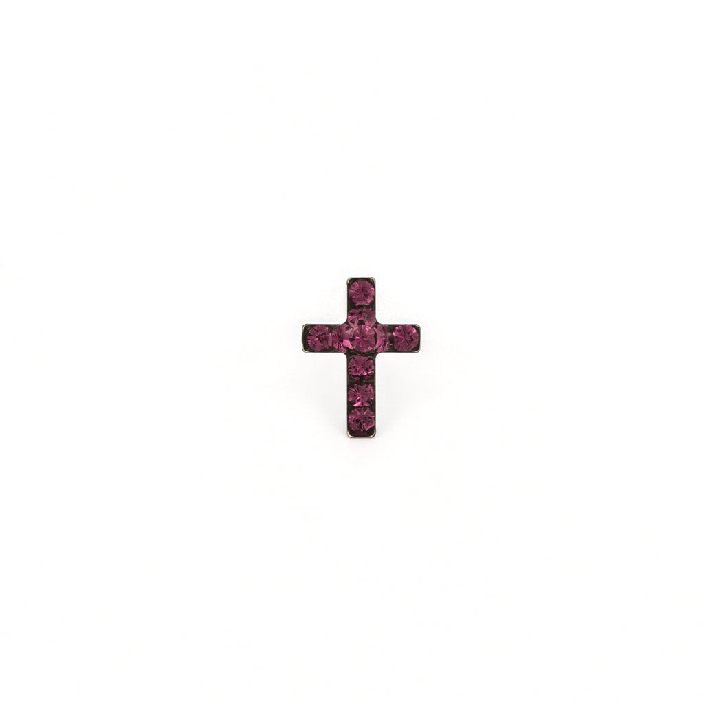 Sensitive Puff Pad Stainless Steel February Amethyst Crystal Crosses