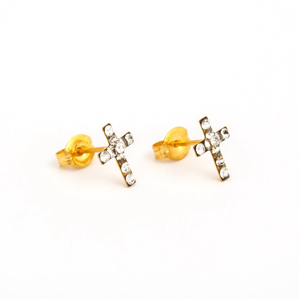 Sensitive Puff Pad Gold-Plated April Crystal Crosses