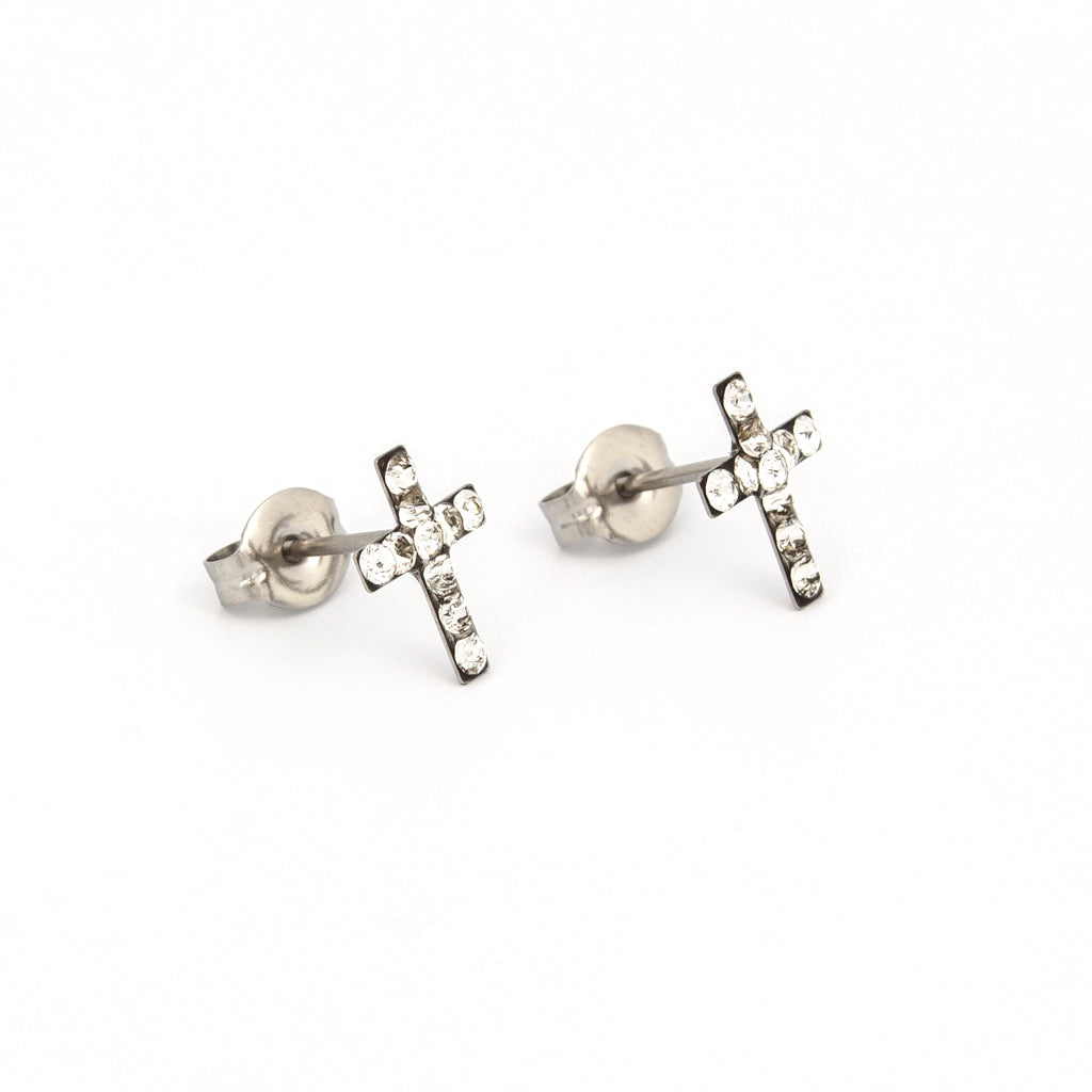 Sensitive Puff Pad Stainless Steel April Crystal Crosses