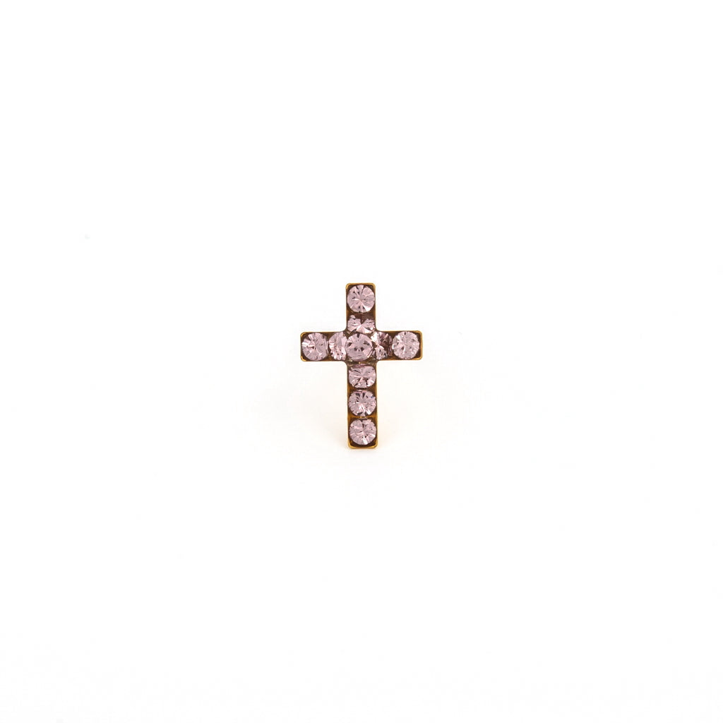 Sensitive Puff Pad Gold-Plated Light Amethyst Crystal Crosses