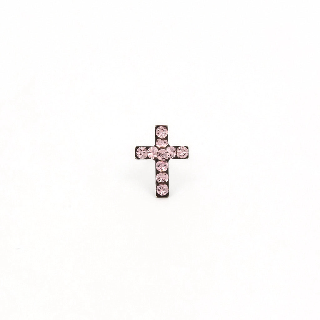 Sensitive Puff Pad Stainless Steel Light Amethyst Crystal Crosses