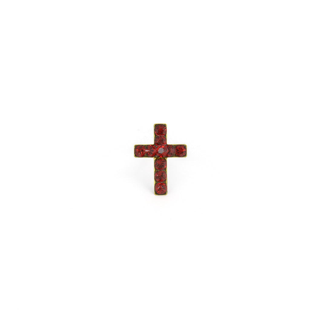 Sensitive Puff Pad Gold-Plated Light Siam Crystal Crosses