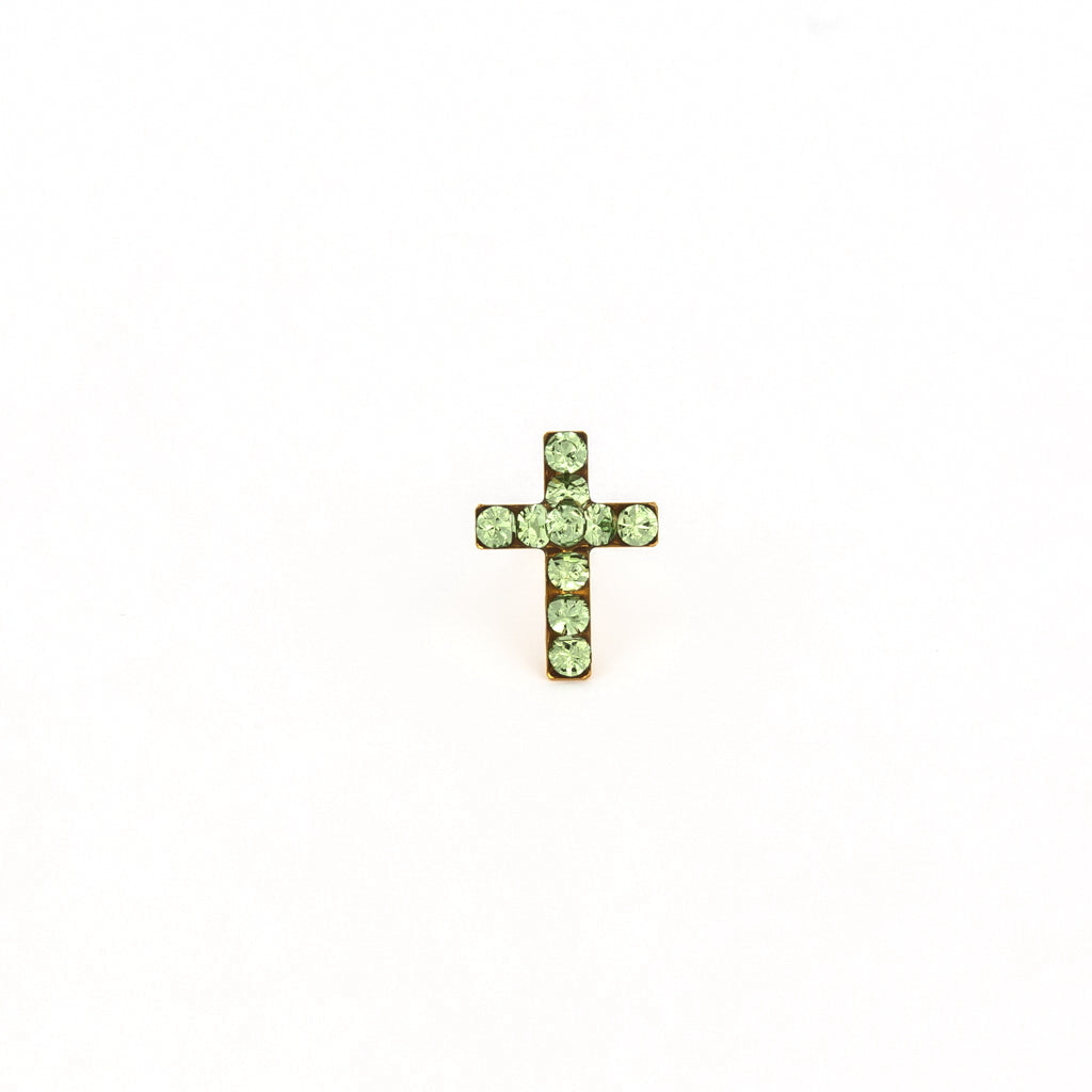 Sensitive Puff Pad Gold-Plated August Peridot Crystal Crosses