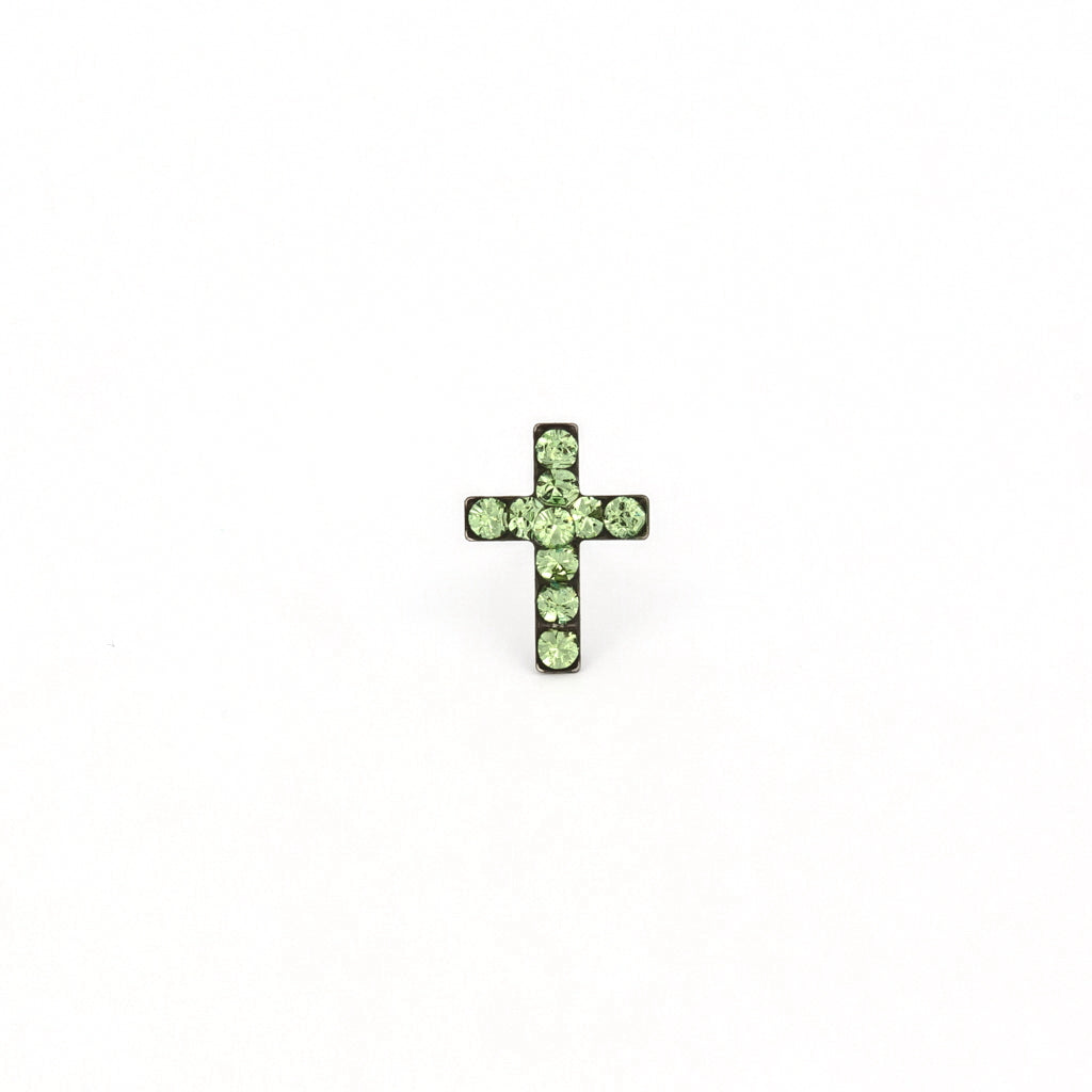 Sensitive Puff Pad Stainless Steel August Peridot Crystal Crosses