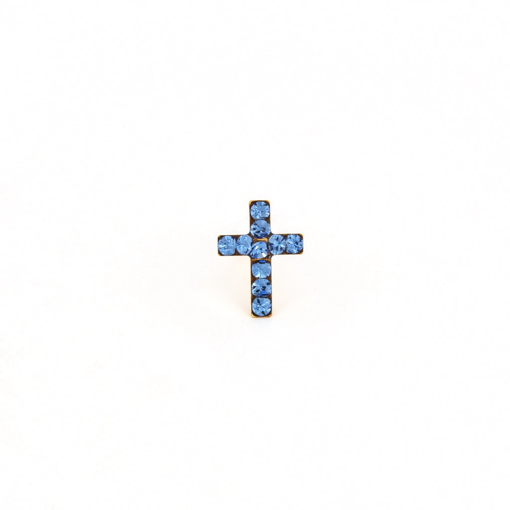 Sensitive Puff Pad Gold-Plated September Sapphire Crystal Crosses