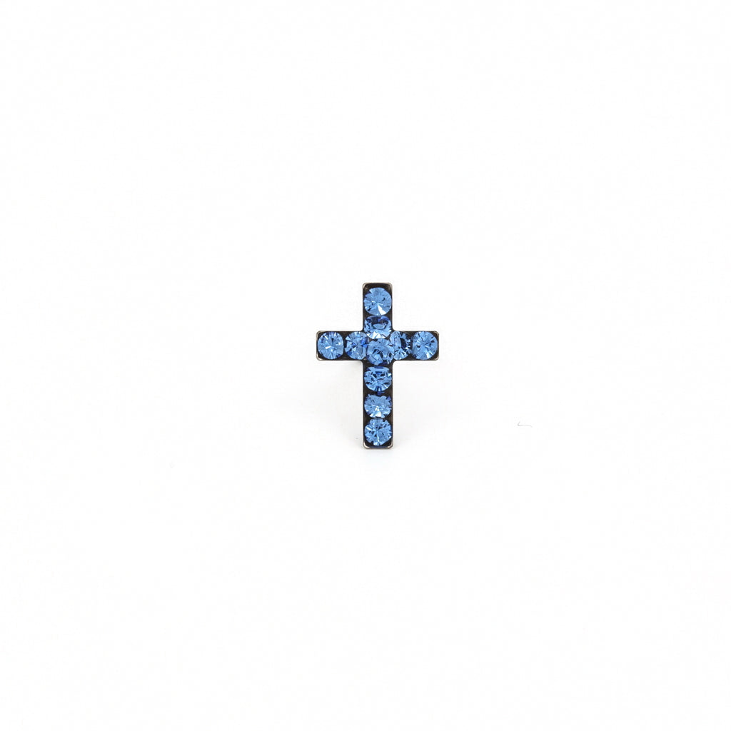 Sensitive Puff Pad Stainless Steel September Sapphire Crystal Crosses