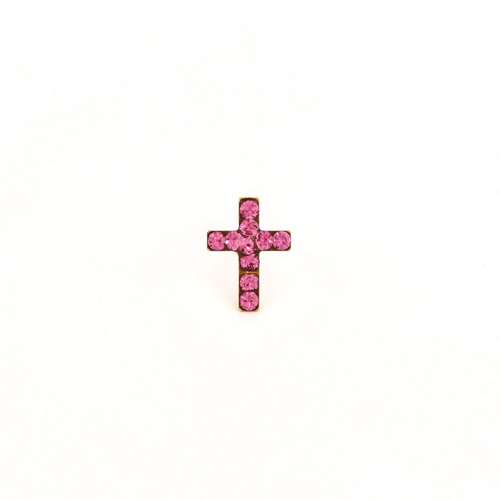 Sensitive Puff Pad Gold-Plated October Rose Crystal Crosses