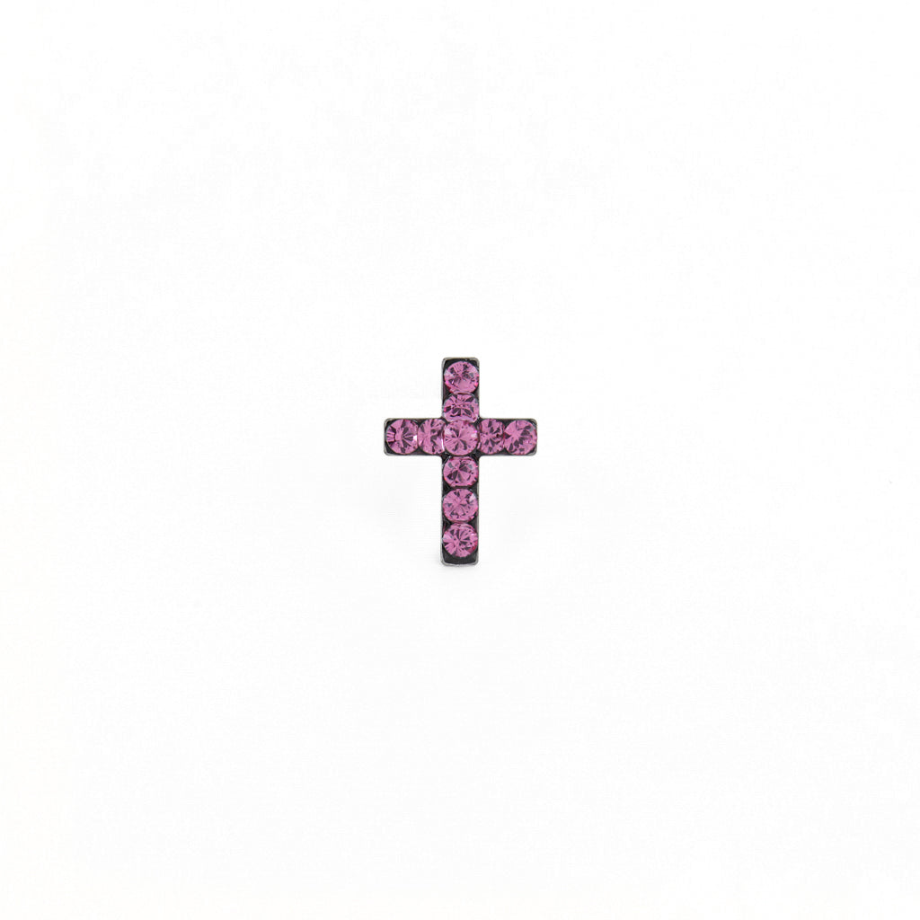 Sensitive Puff Pad Stainless Steel October Rose Crystal Crosses
