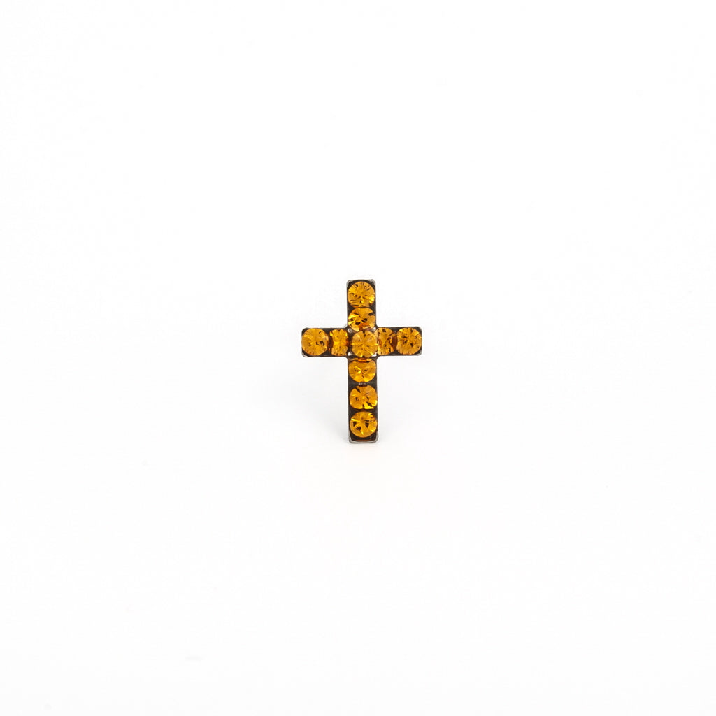Sensitive Puff Pad Stainless Steel November Topaz Crystal Crosses