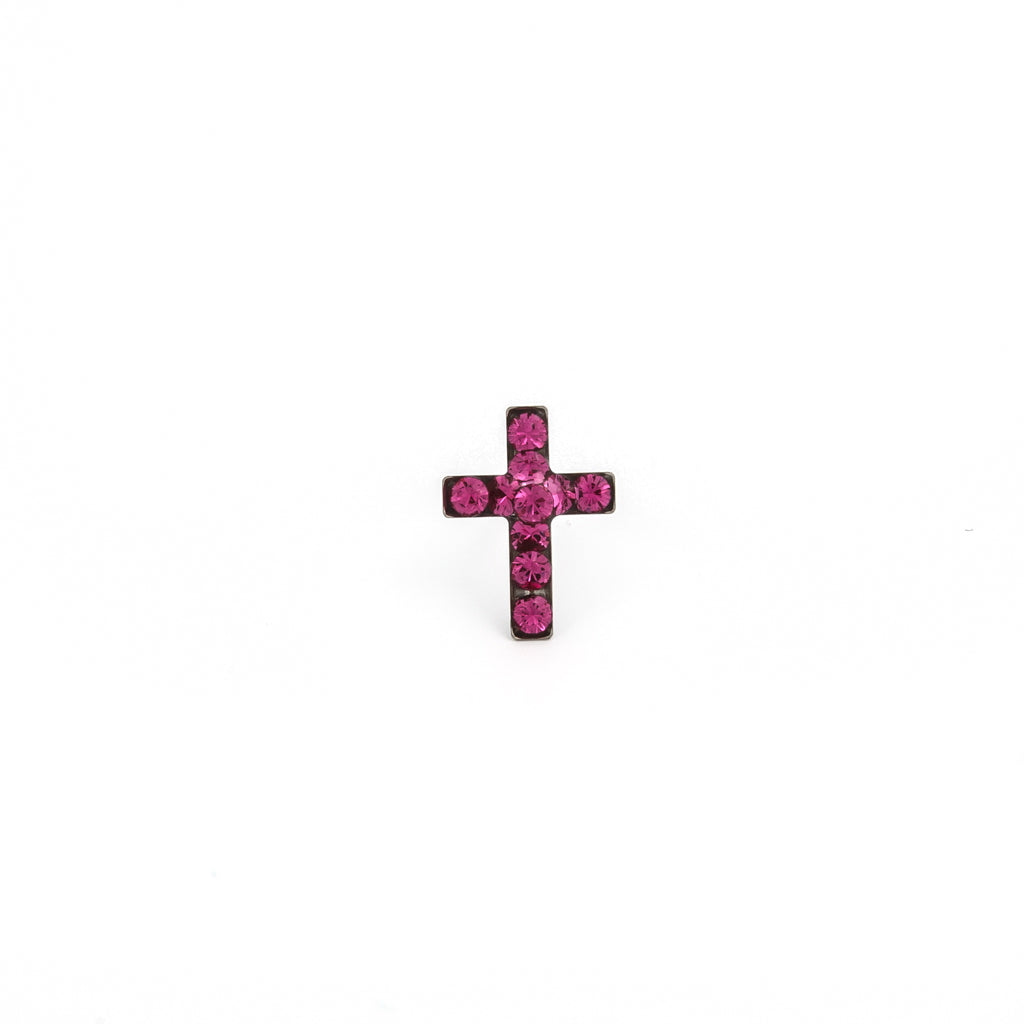 Sensitive Puff Pad Stainless Steel Fuchsia Crystal Crosses