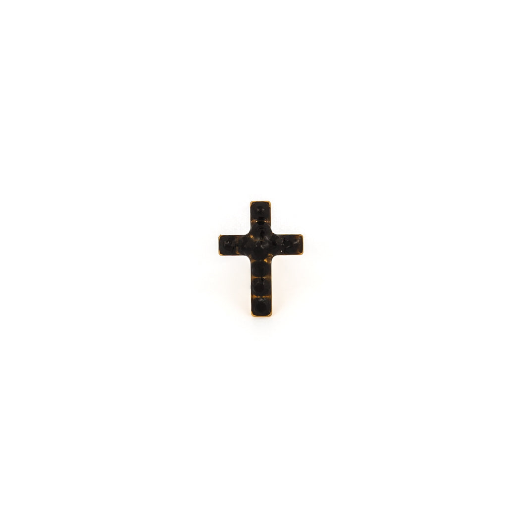 Sensitive Puff Pad Gold-Plated Black Onyx Crystal Crosses