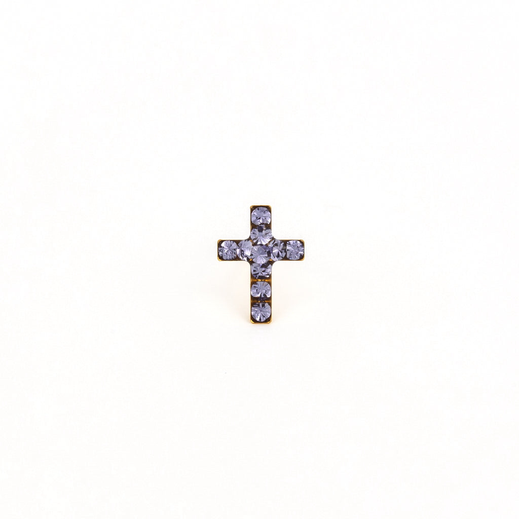 Sensitive Puff Pad Gold-Plated Tanzanite Crystal Crosses