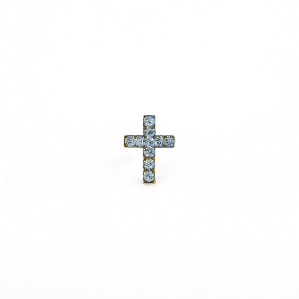 Sensitive Puff Pad Gold-Plated Light Sapphire Crystal Crosses