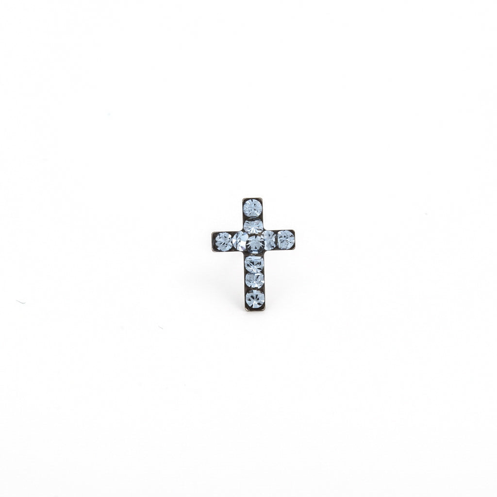 Sensitive Puff Pad Stainless Steel Light Sapphire Crystal Crosses
