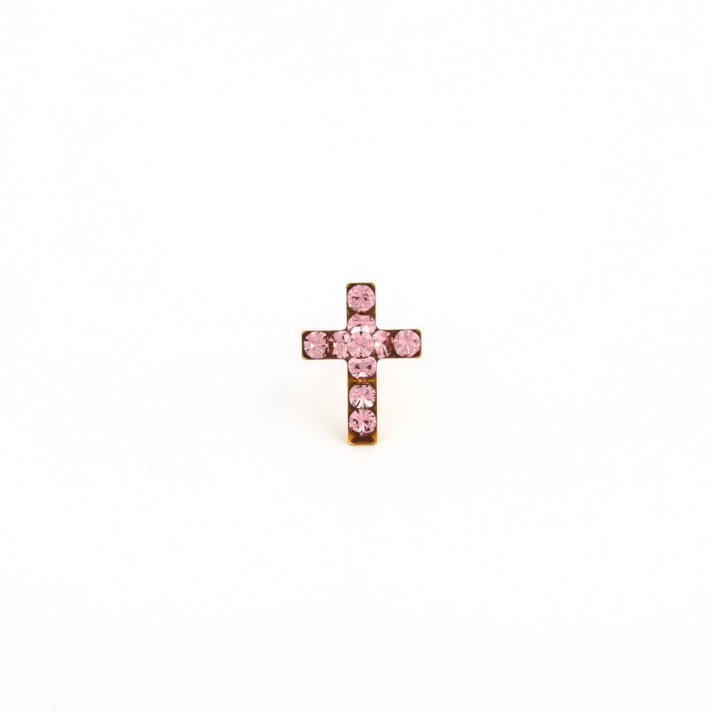 Sensitive Puff Pad Gold-Plated Light Rose Crystal Crosses