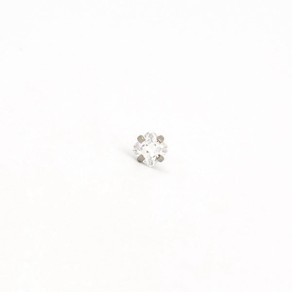Sensitive Puff Pad Stainless Steel 4×4mm Princess Cut Prong-Set Cubic Zirconias