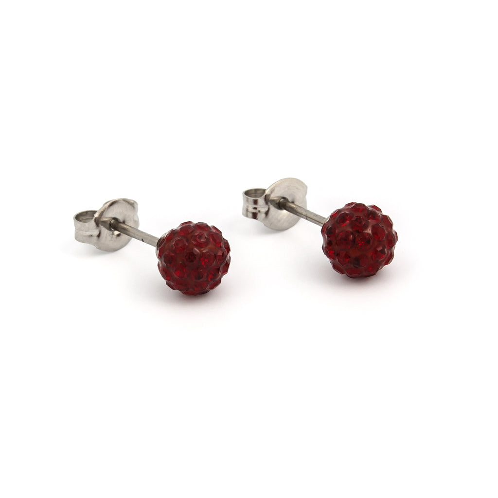 Sensitive Puff Pad Stainless Steel 6mm Siam Crystal Fireballs