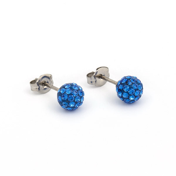 Sensitive Puff Pad Stainless Steel 6mm September Sapphire Crystal Fireballs