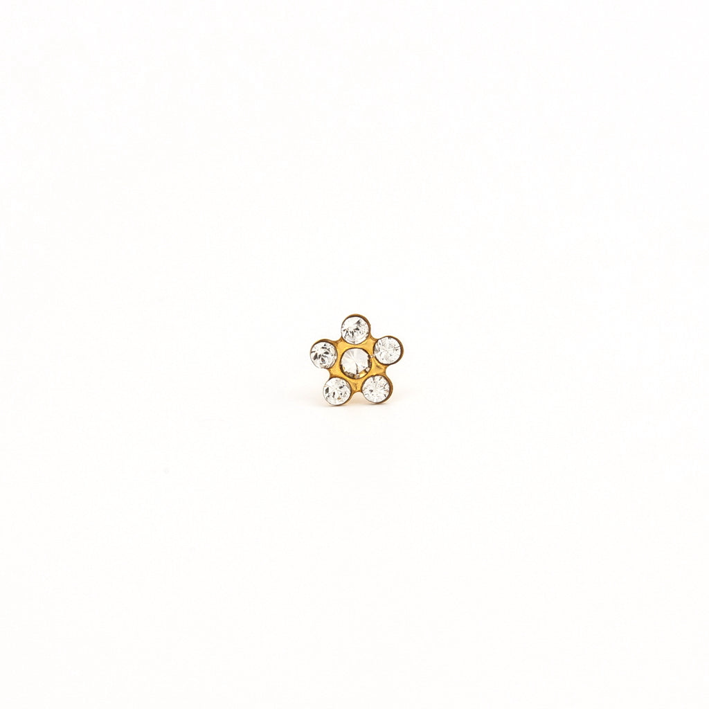 Sensitive Puff Pad Gold-Plated April Crystal Daisies