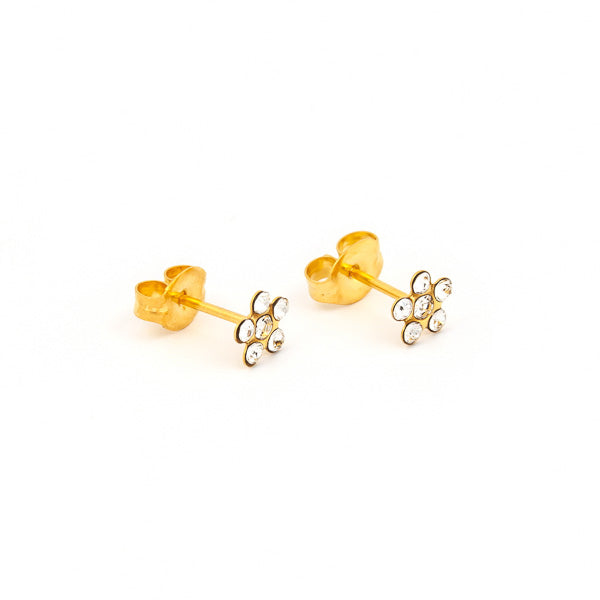 Sensitive Puff Pad Gold-Plated April Crystal Daisies