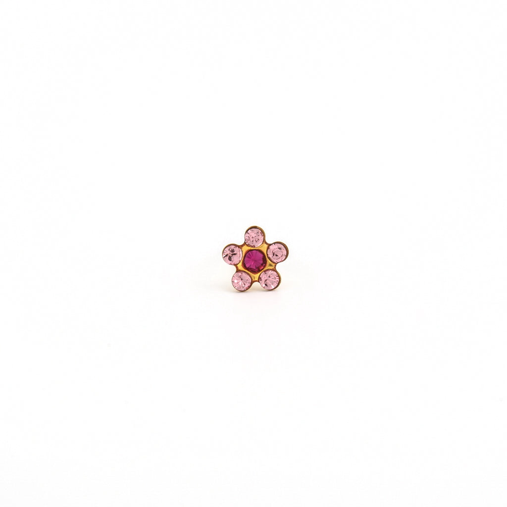 Sensitive Puff Pad Gold-Plated Light Rose/Fuchsia Daisies
