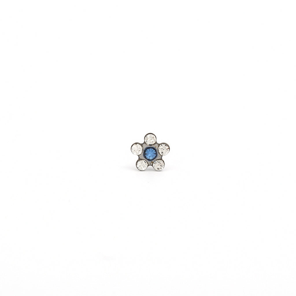 Sensitive Puff Pad Stainless Steel April Crystal/September Sapphire Daisies