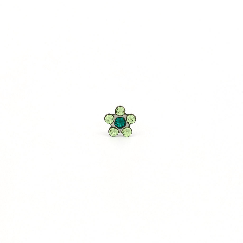Sensitive Puff Pad Stainless Steel August Peridot/May Emerald Daisies