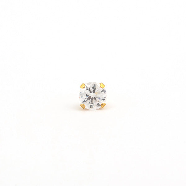 Sensitive Puff Pad Gold-Plated 6mm Prong-Set Cubic Zirconias